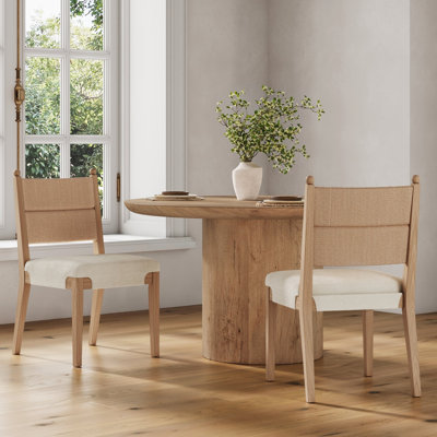 Ensemble de 2 chaises de salle à manger en bois massif avec dossier en ruppie maritime Cove
