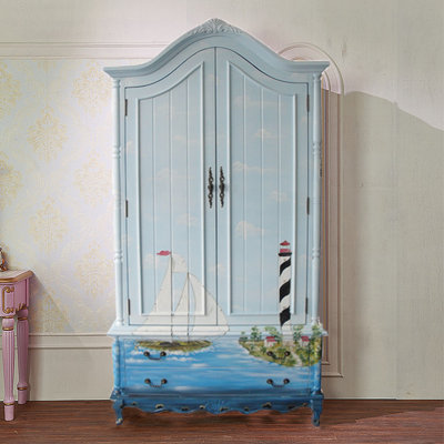 American Painted Two Door Armoire Storage Cabinet
