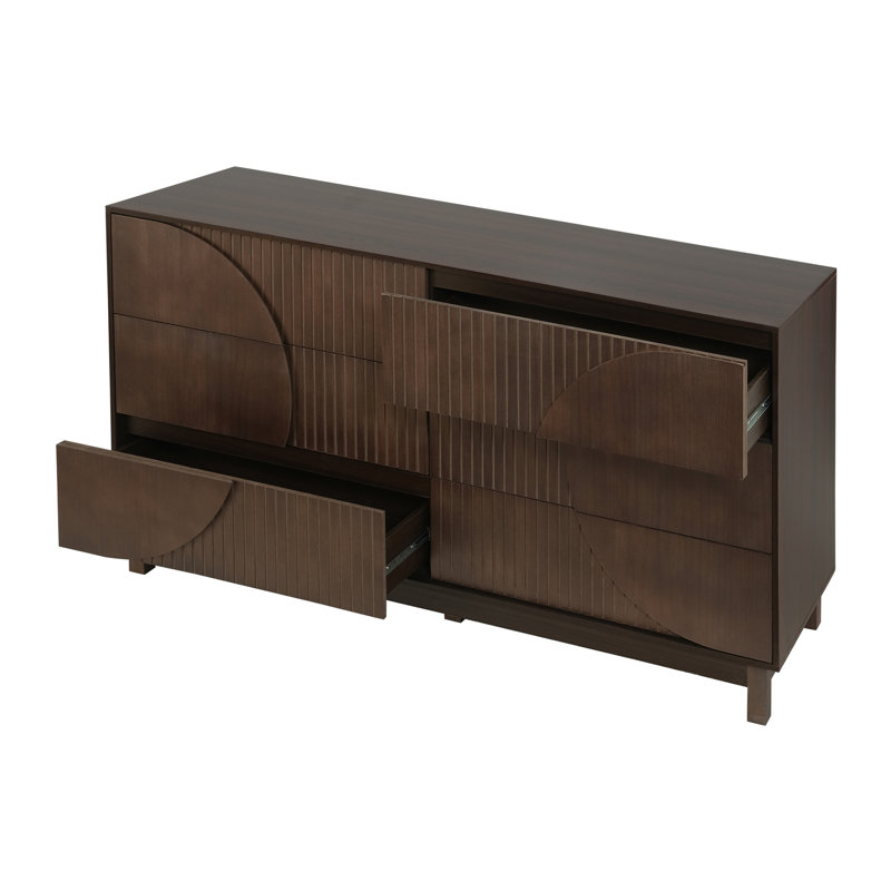 Commode 6 tiroirs, l 60 po, Marron foncé