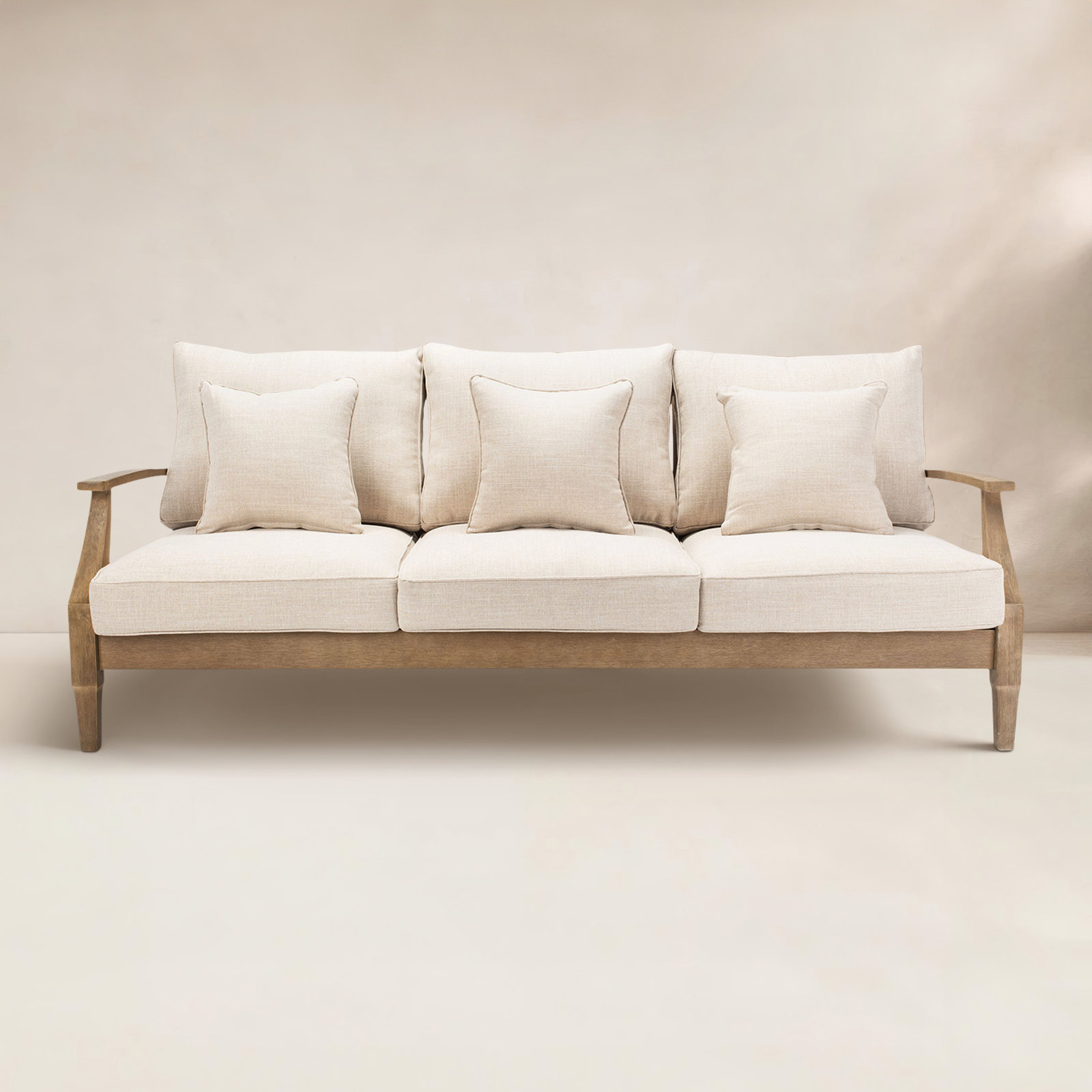 Samya 82" Eucalyptus Patio Sofa, Natural/Beige