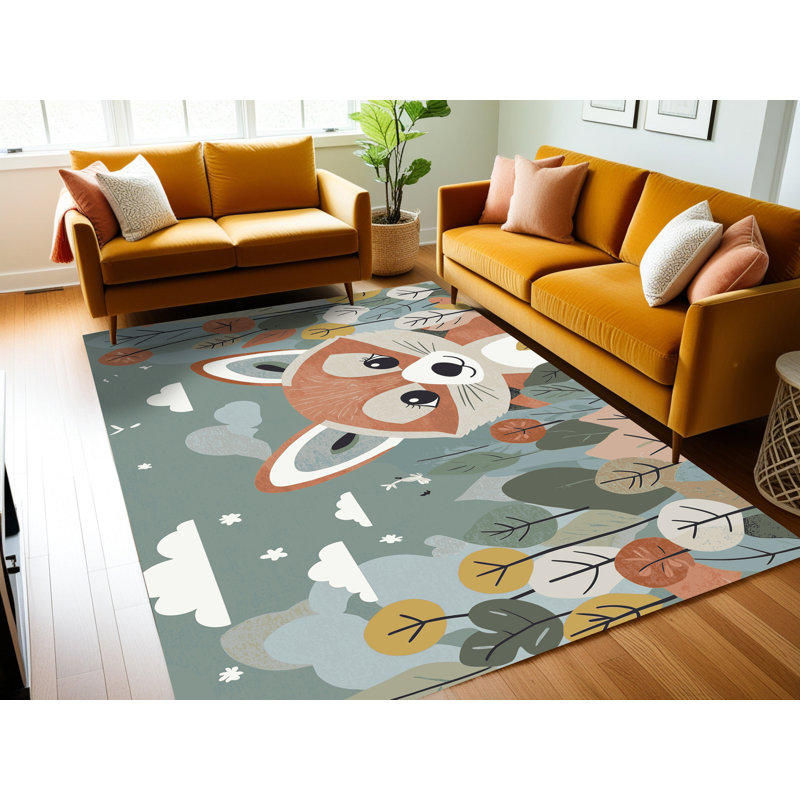 Tapis pour enfants 6 animaux Ginza, Rectangle 4pi x 6 pi