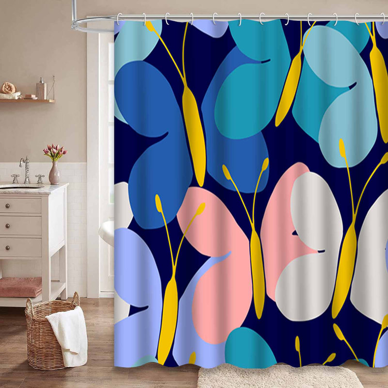 Rideau de douche sans couture avec 12 papillons, L 72 po x l 72 po