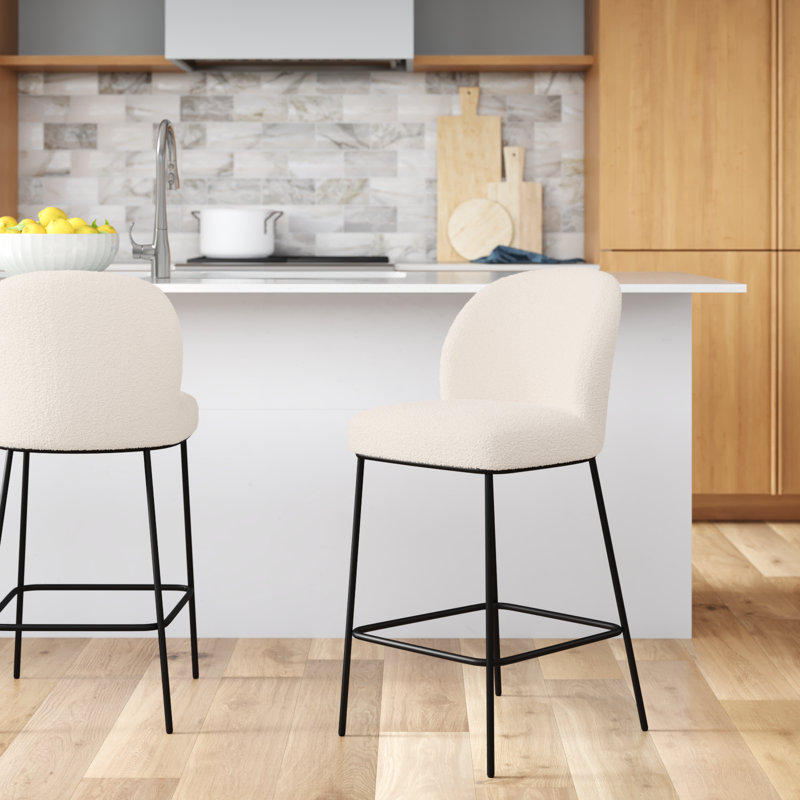 Argyroula Luxury 25.5'' Boucle Bar & Counter Stool, White