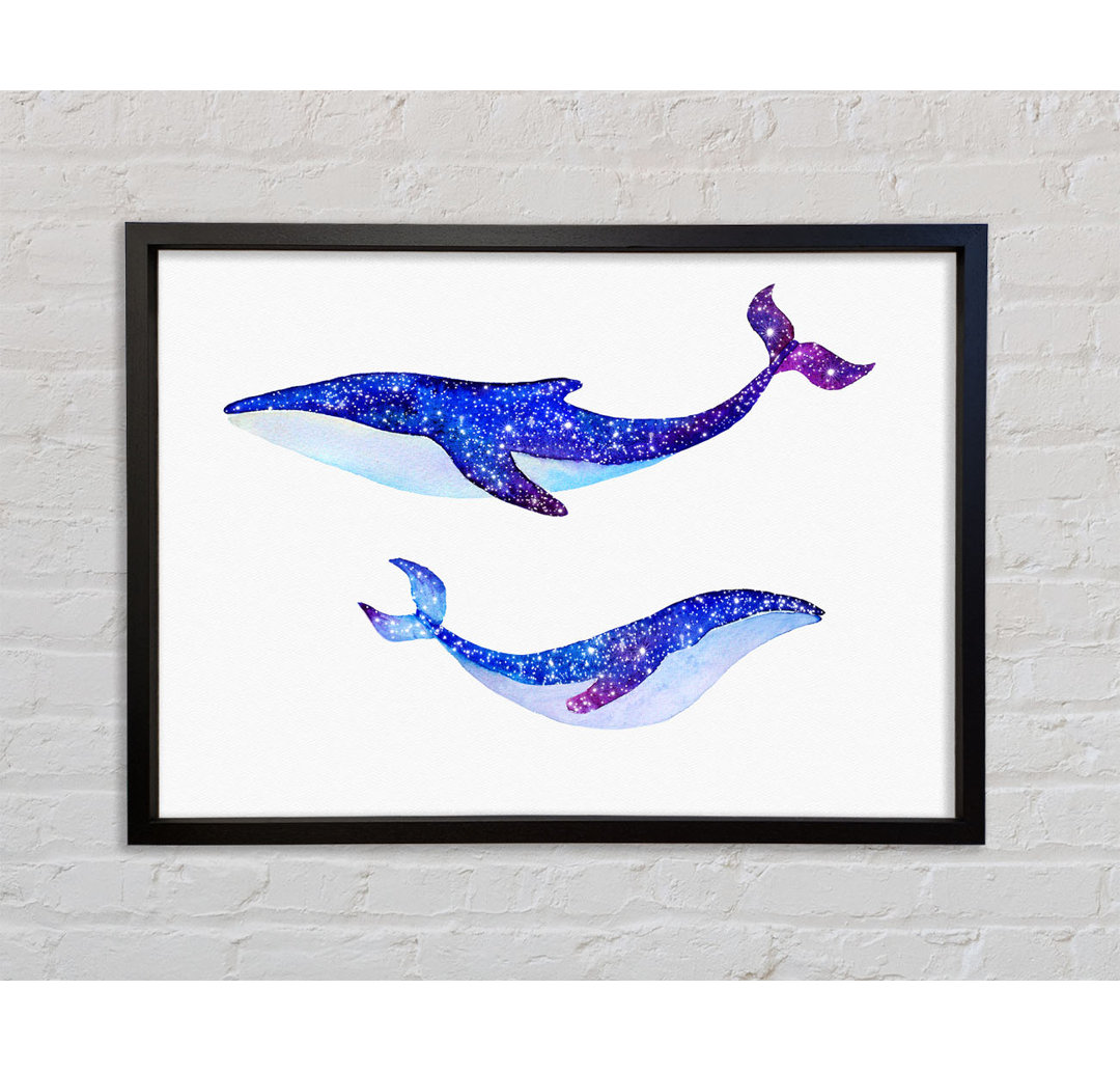 Twinkling Whales - Bilderrahmen Kunstdrucke auf Leinwand