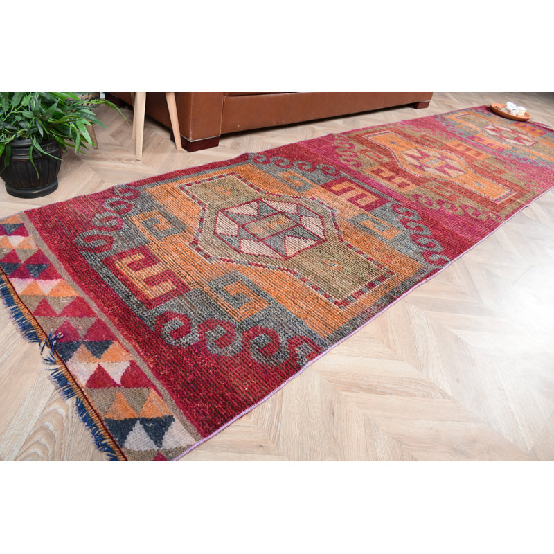 Tapis de couloir turc rétro avec motifs géométriques parfaits pour orner les couloirs et les salons