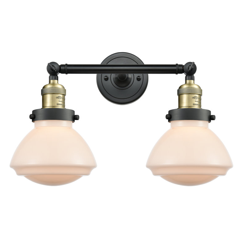 Éclairage pour salle de bain 2 lumières Chesterville, Ampoule DEL 6 watts Vinage, Blanc mat, Laiton antique noir
