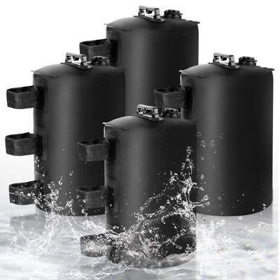 Sac de poids d'eau pour auvent, ensemble de 4 poids de tente d'eau de 88 lb, poids pour pieds de tente, sacs de poids portatifs pour ensemble de gazebo, parapluie de patio, auvent escamotable, abri d'auto, 10L noir
