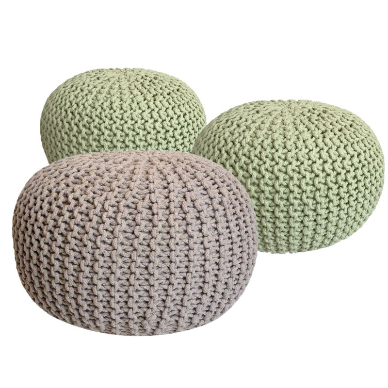 Iyana 55cm Wide Pouf Ottoman, Beige/Green