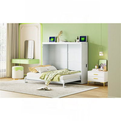 Grand lit escamotable mural, blanc