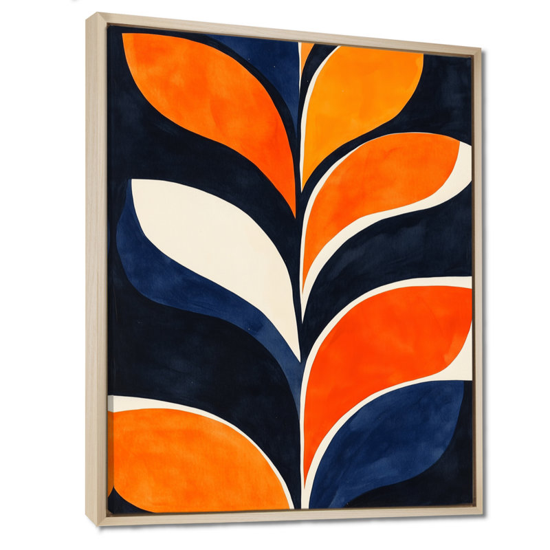 Motif de feuilles au coucher du soleil - Impression d'art mural encadrée sur le thème du feuillage, H 44 po x l 34 po