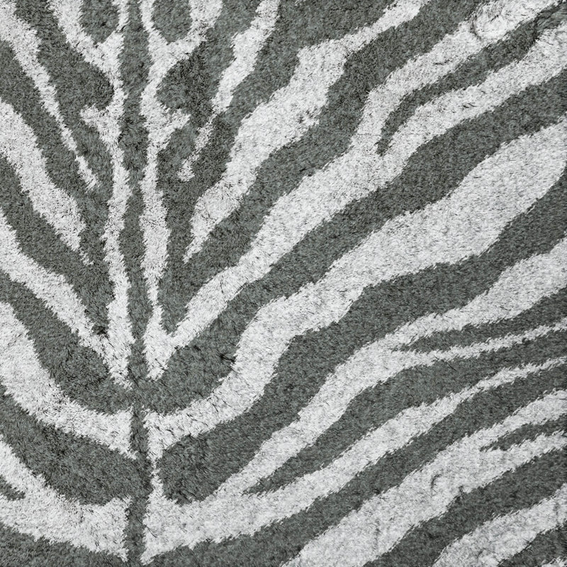 Premium Machine Washable Dream Shag Zebra Rug, Gray, 9' x 12'
