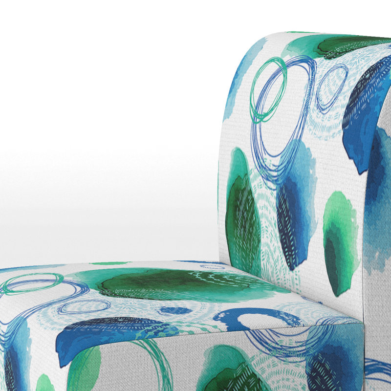 Fauteuil de chambre rembourré à motif bleu et vert