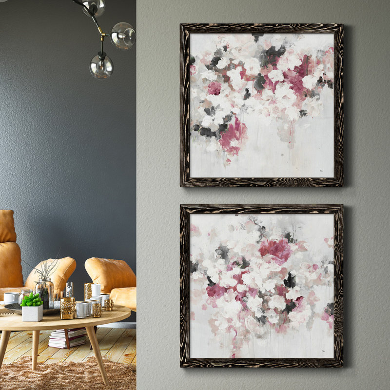 Floral Muse III - ensemble de 2 reproductions d'art sur toile, Cadre noir, H 31,5 po x l 63 po x P 1,5 po