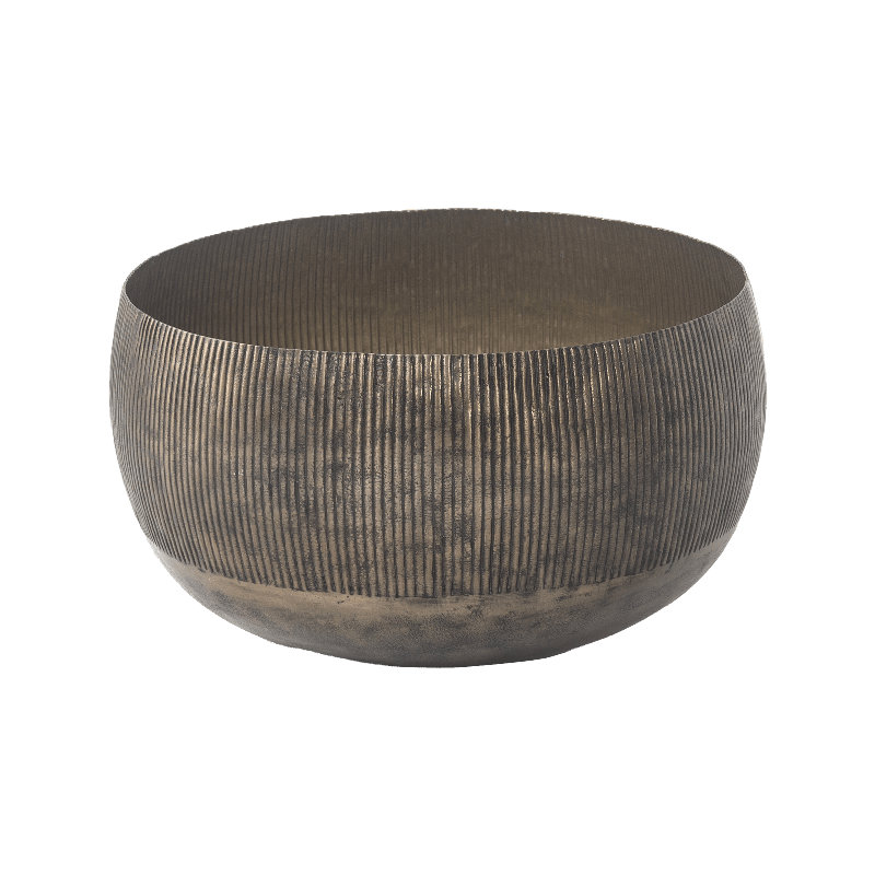 Handmade Sow Antique Brass Bowl Metal Planter with Drainage Hole, Large