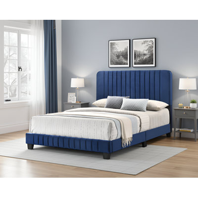 Valletta Navy Blue Velvet Full Bed
