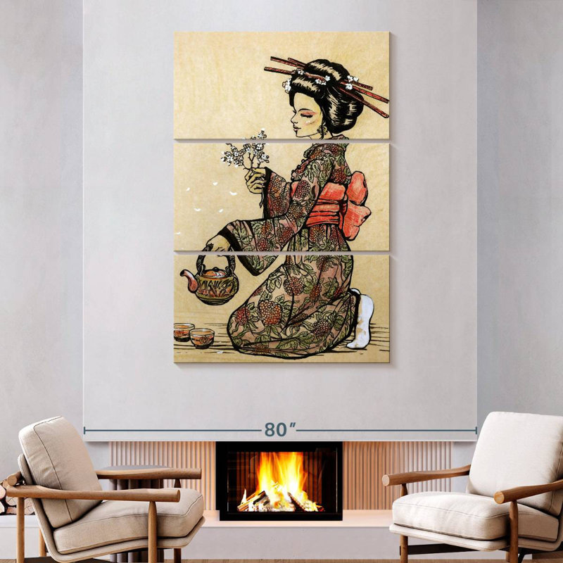 Leisha Geisha Serving Tea, 74" H x 48" W