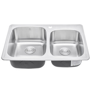 33.125'' L Drop-In Double Bowl Stainless Steel Kitchen Sink