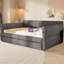 Grand lit tapissier avec couchette peu encombrant - chargement USB, structure robuste, sans sommier-14408727