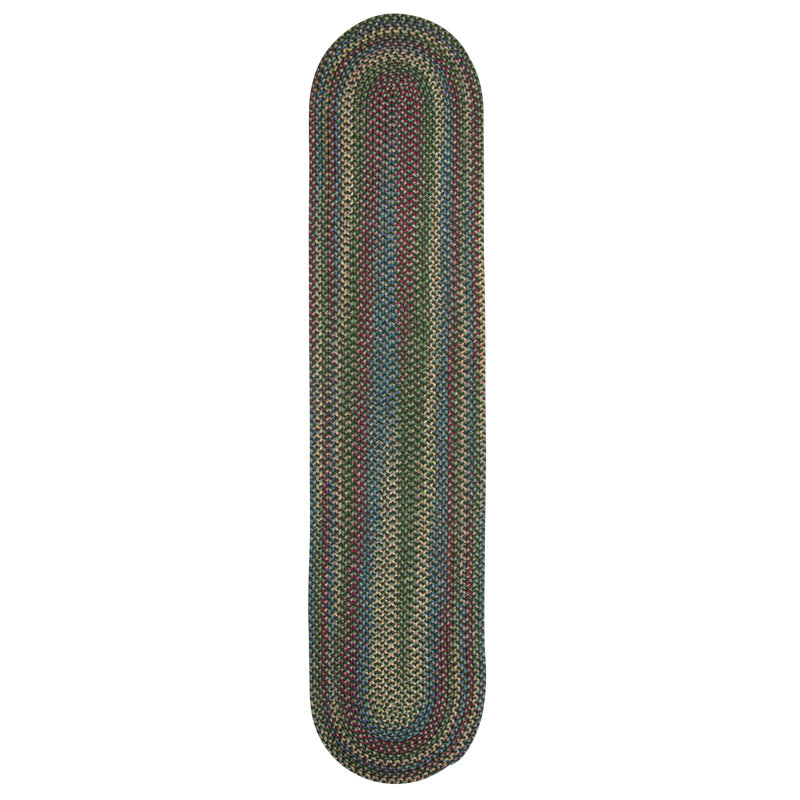 Tapis tressé vert foncé/beige Dollman, Tapis de couloir 2 pi x 9 pi