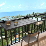 Upgraded Balcony Table Outdoor Patio Bar Table With Durable Composite Tabletop Aluminum Alloy Frame Hanging Folding Adjustable With Removable Ice Bucket, Easy Assembly (10Mins),43.5" L