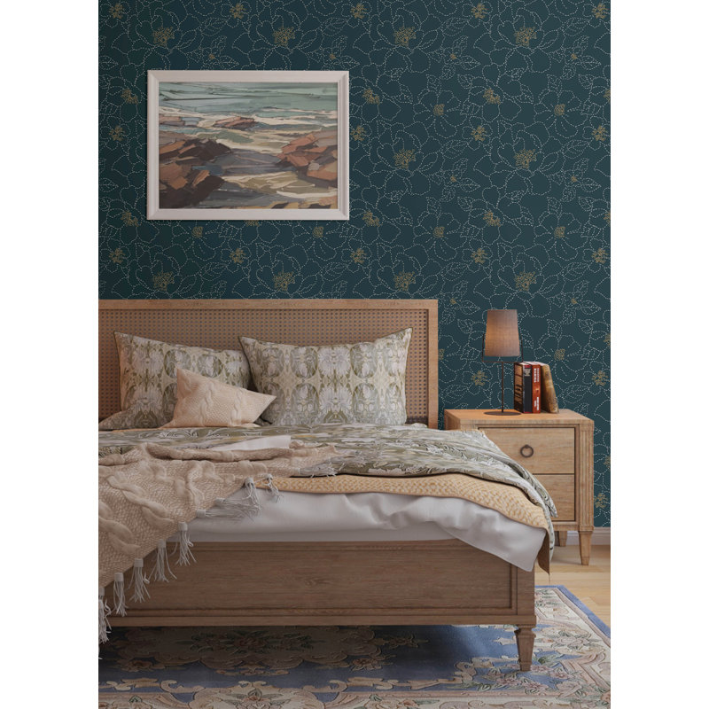Double rouleau floral Camariya, Indigo