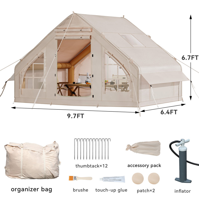 Inflatable Camping Tent, Waterproof Blow Up Tent with Explosion Proof Valve, 3 Person