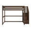 Lit mezzanine double classique haut + escalier, noyer-569056586
