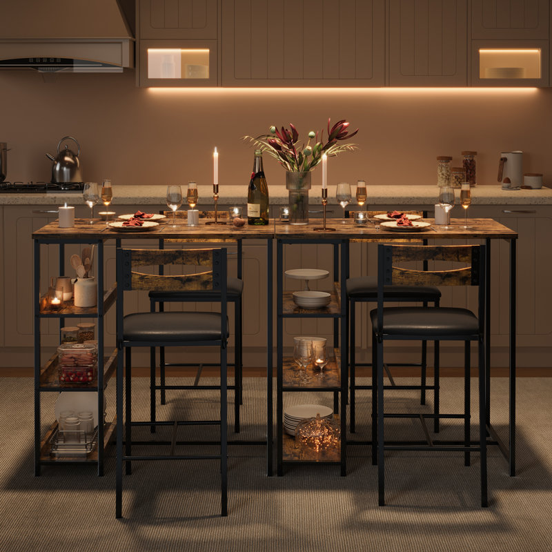 2 -Person Dining Set, Brown / Black, Brown, Black, Black
