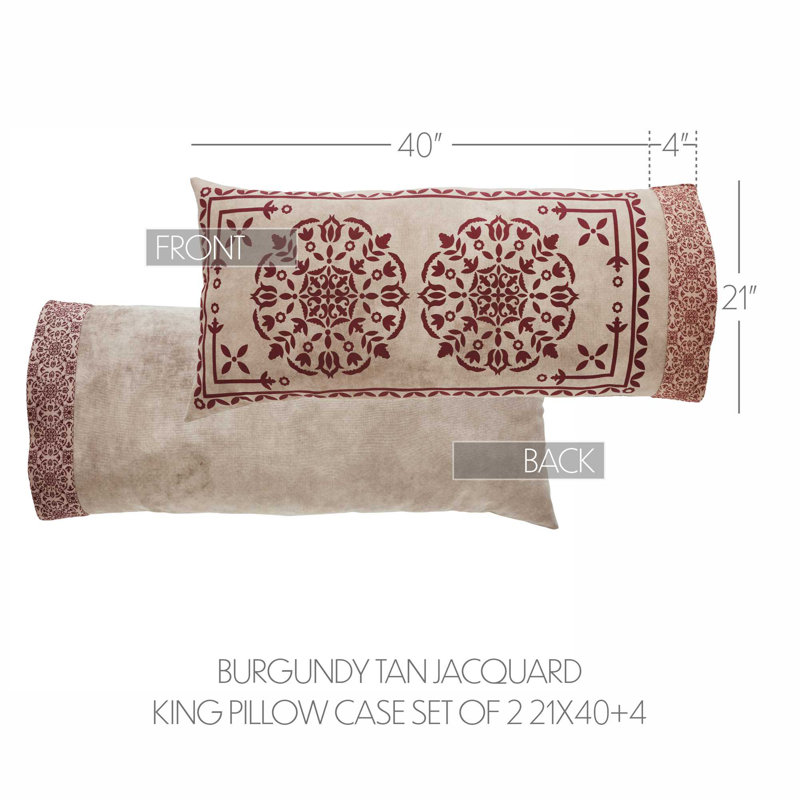 Ensemble de taie d'oreiller pour chambre d'amis en mélange de coton 2 pièces Custom House, Très grand, Bourgogne
