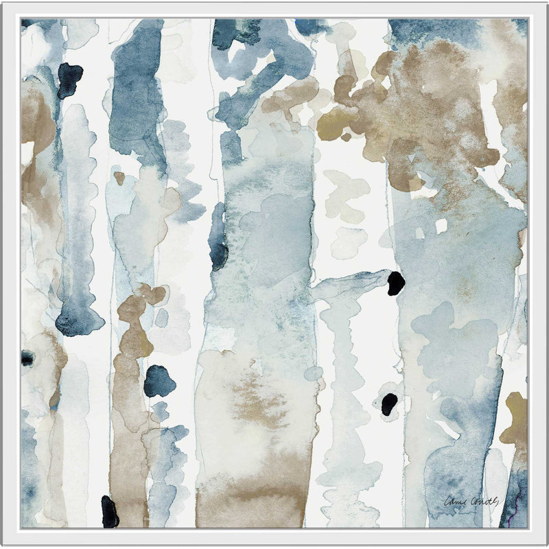«Blue On The Hill Square III», reproduction de peinture à l'aquarelle, H 21,5 po x l 21,5 po x P 2 po, Cadre flottant blanc