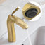 Robinet de lavabo à poignée simple en or brossé-114652839
