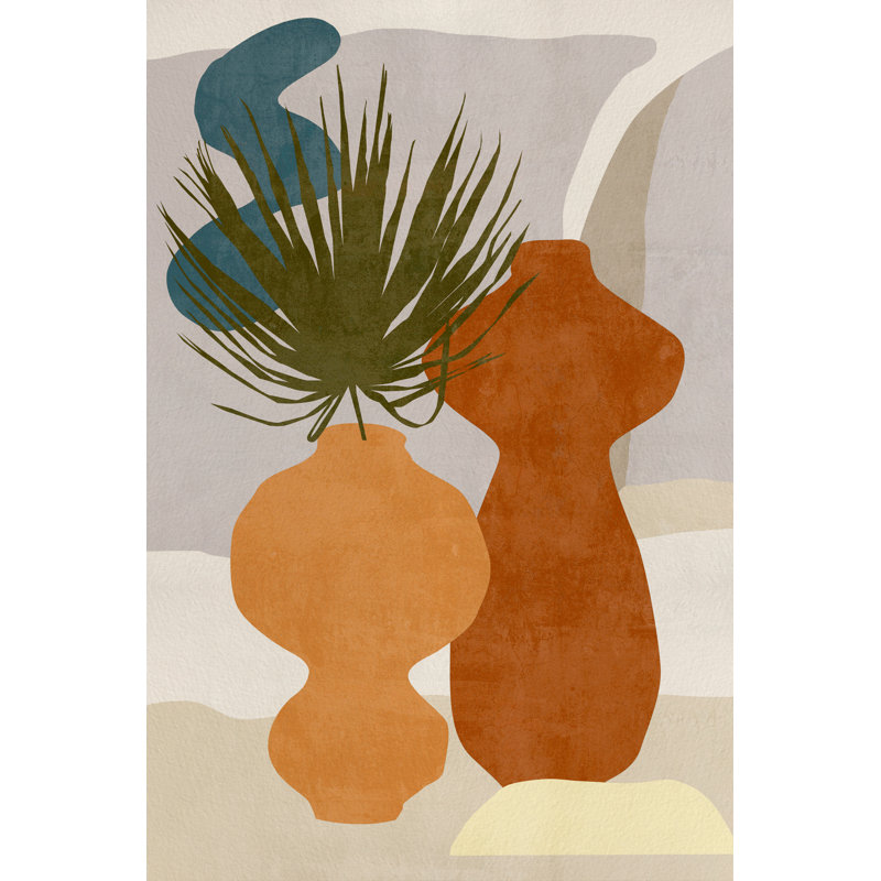 Vases décorés I, H 12 po x l 8 po, Non, Toile tendue