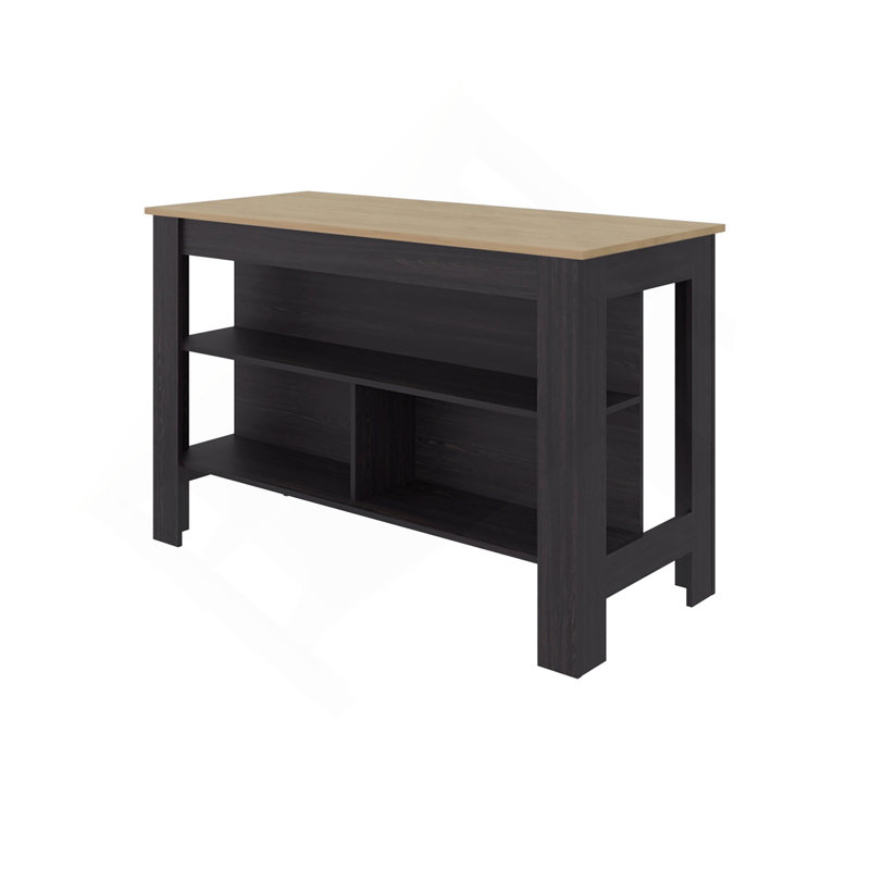 Îlot de cuisine à rangement ouvert, 35.4" H x 54.4" W x 25.2" D, Wengé