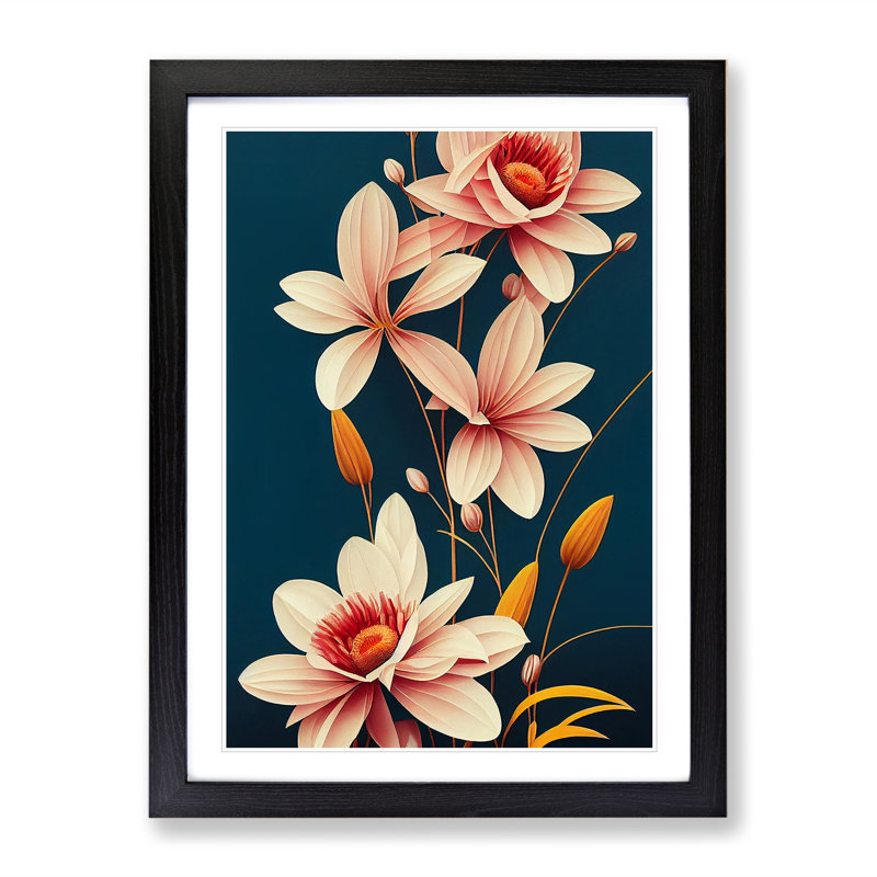 Enlightened Flowers - Framed Print, Black, 64cm H x 46cm W