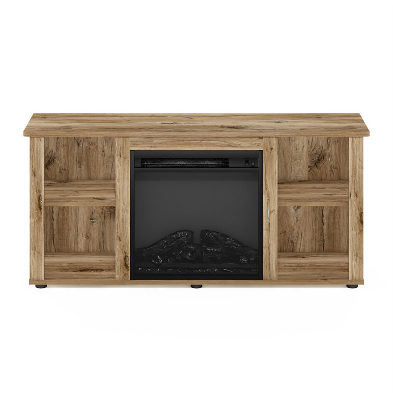 Meuble télé avec foyer électrique Callalily, H 21,4 po x l 47,2 po x P 15,8 po, Chêne Flagstaff