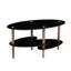 Table basse moderne ovale avec verre trempé, pied en bois de chêne stable, pour table de salon, base avec pieds en verre-216523999