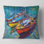 Carré, trois bateaux dans le port - Coussin décoratif imprimé nautique et côtier-60158161