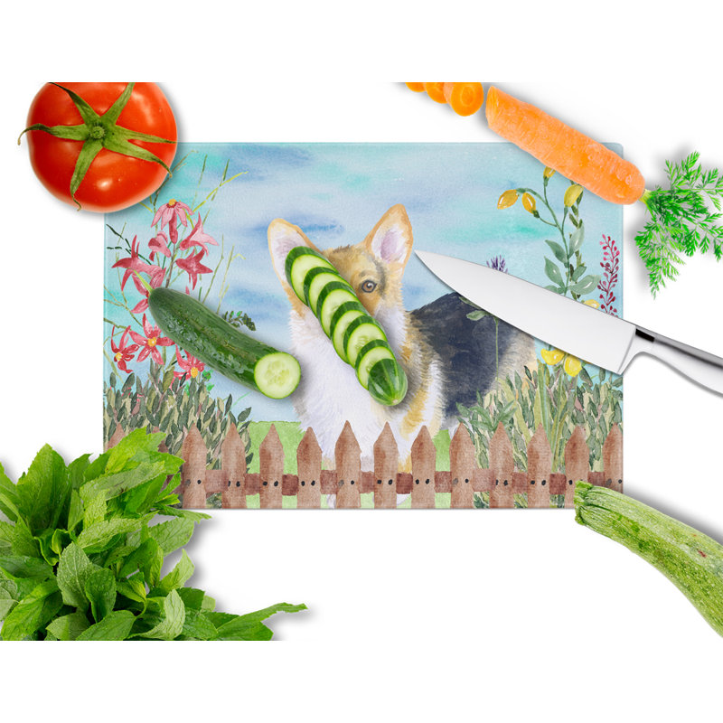 Caroline's Treasures Tempered Glass Spring Cutting Board, Pembroke Corgi