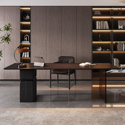 Bureau en bois massif minimaliste avec pieds en acrylique