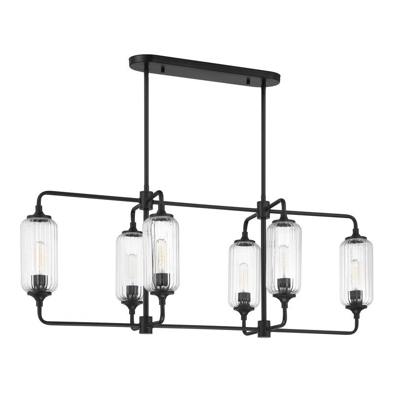 Lustre linéaire à 6 lumières Nunley, Noir mat