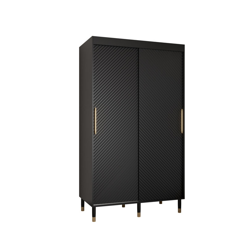 Kynzleigh Manufactured Wood Wardrobe, 208cm H x 120cm W x 62cm D, Black