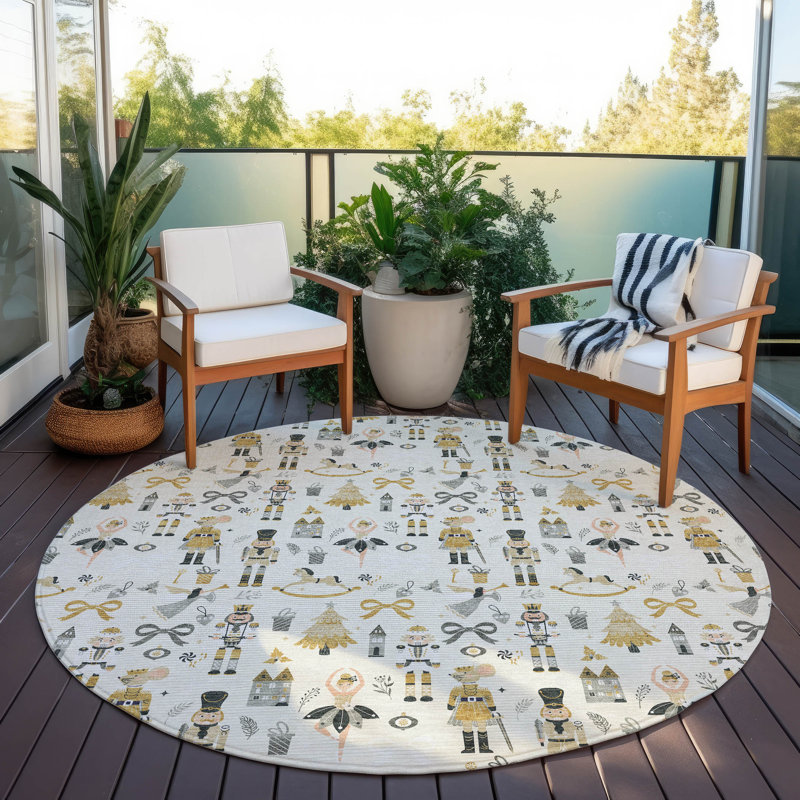 Tapis tissé à la machine Xhevrie, Rond 8 pi