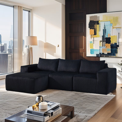 100.8" Fabric L-Shaped Modular Pure Sponge Sofa