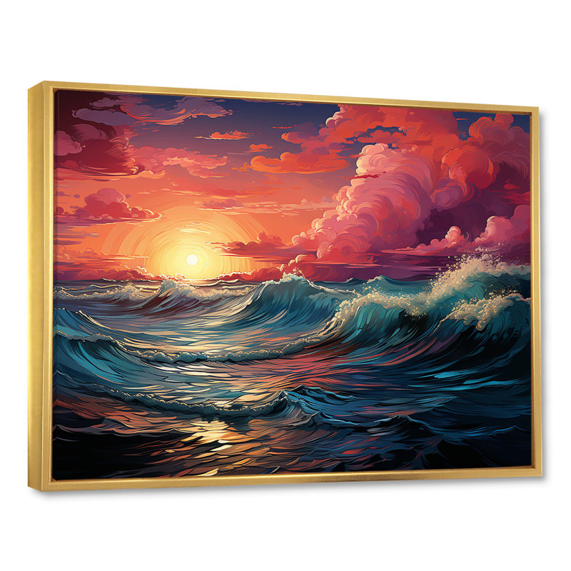 «Rainbow Beach Sunset I», reproduction sur toile, H 12 po x l 20 po x P 1 po, Cadre flottant doré