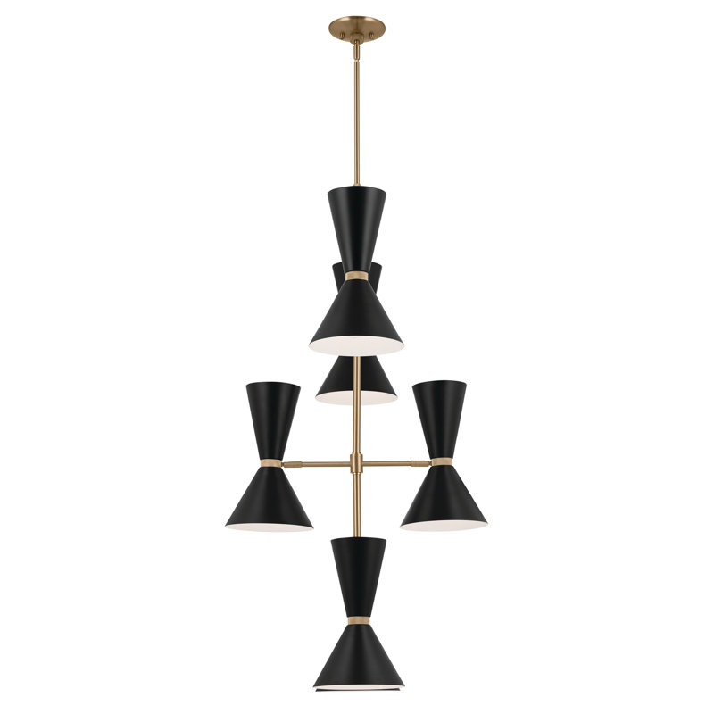 Lustre à niveaux 12 lumières Phix, Noir