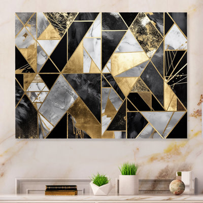 Massinissa Gold Geometric Order I - Modern Geometric Metal Wall Décor