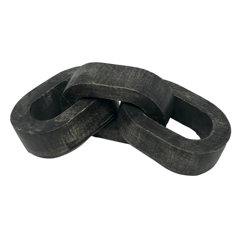 Petit maillon à 3 chaînes noir délavé, Enduit noir