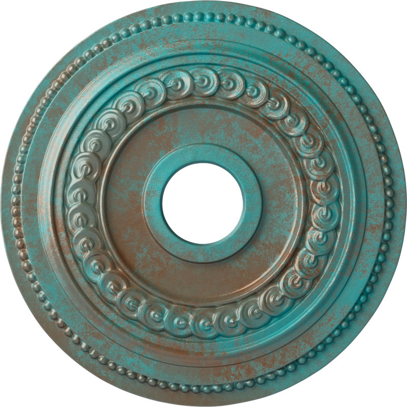 Médaillon de plafond 18 po x 3 3/8 po x P 7/8 po Oldham (convient aux auvents jusqu'à 8 5/8 po), Cuivre patiné de vert