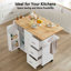Îlot de cuisine avec comptoir à abattant, chariot d'îlot de cuisine roulant, table d'îlot de cuisine avec porte de grange avec armoire de rangement et support de tour, table d'îlot sur roulettes pour la cuisine-927338638