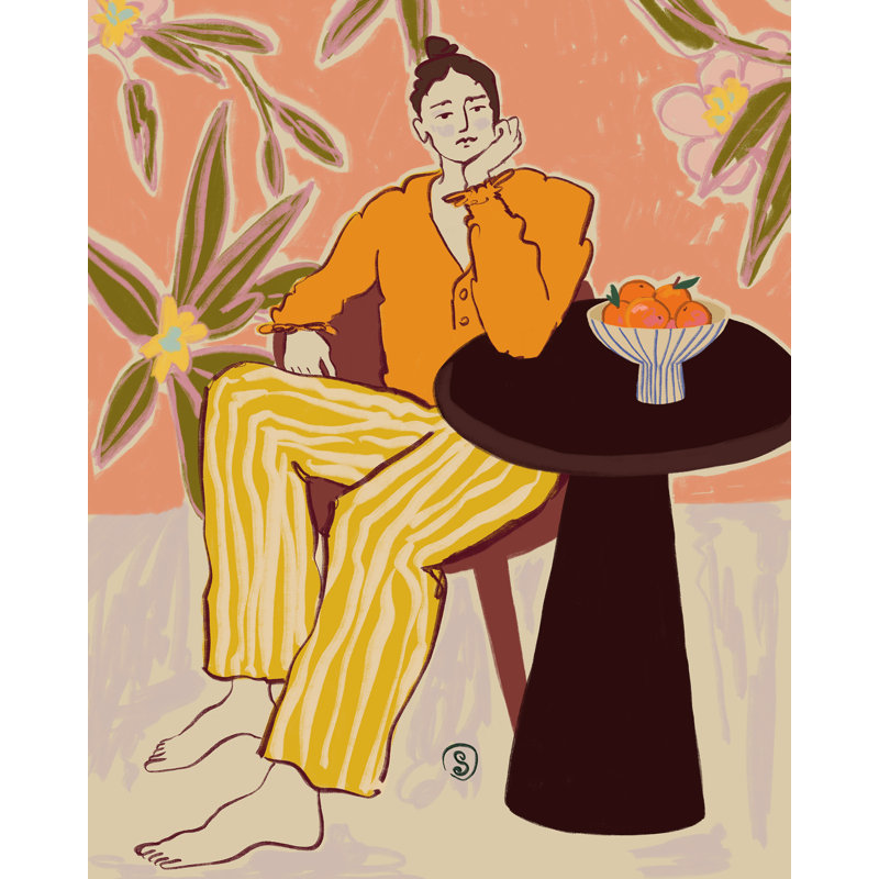 Girl With Oranges, 21.5" H x 17.5" W